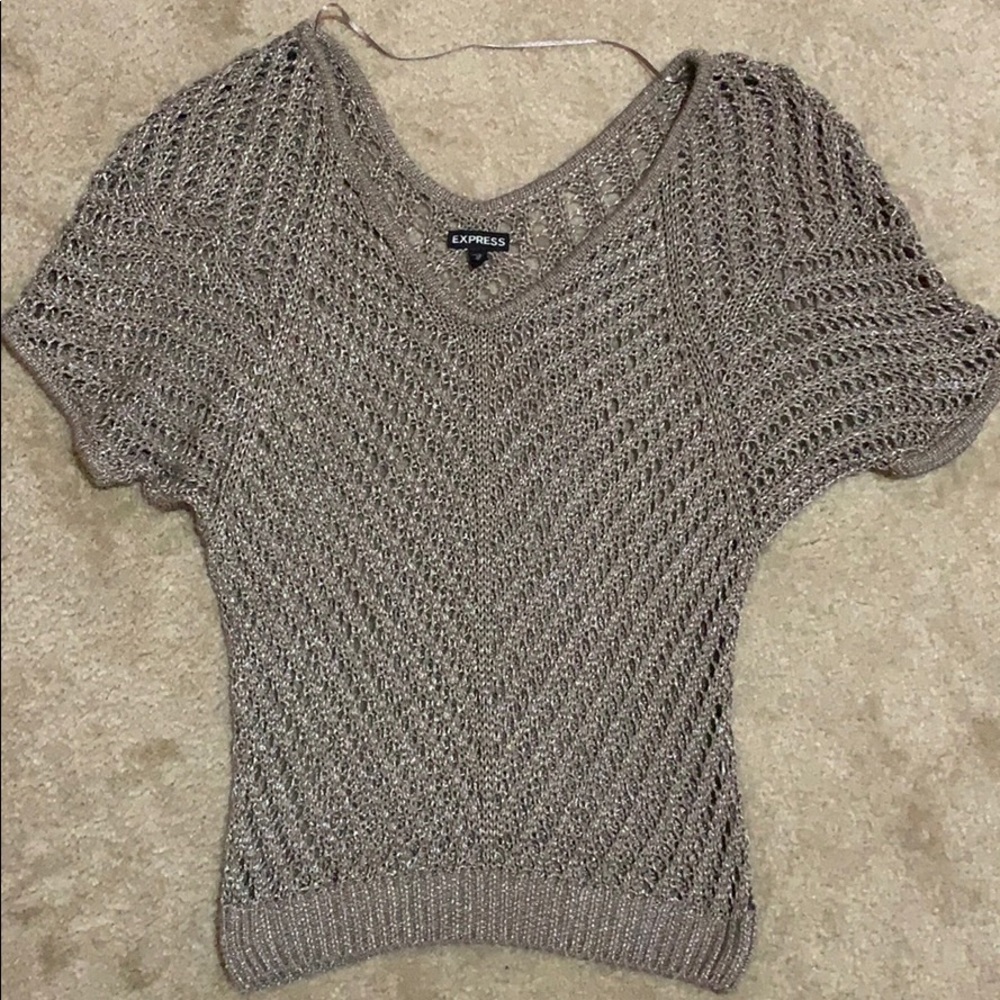 Express Open-Knit Taupe Sweater